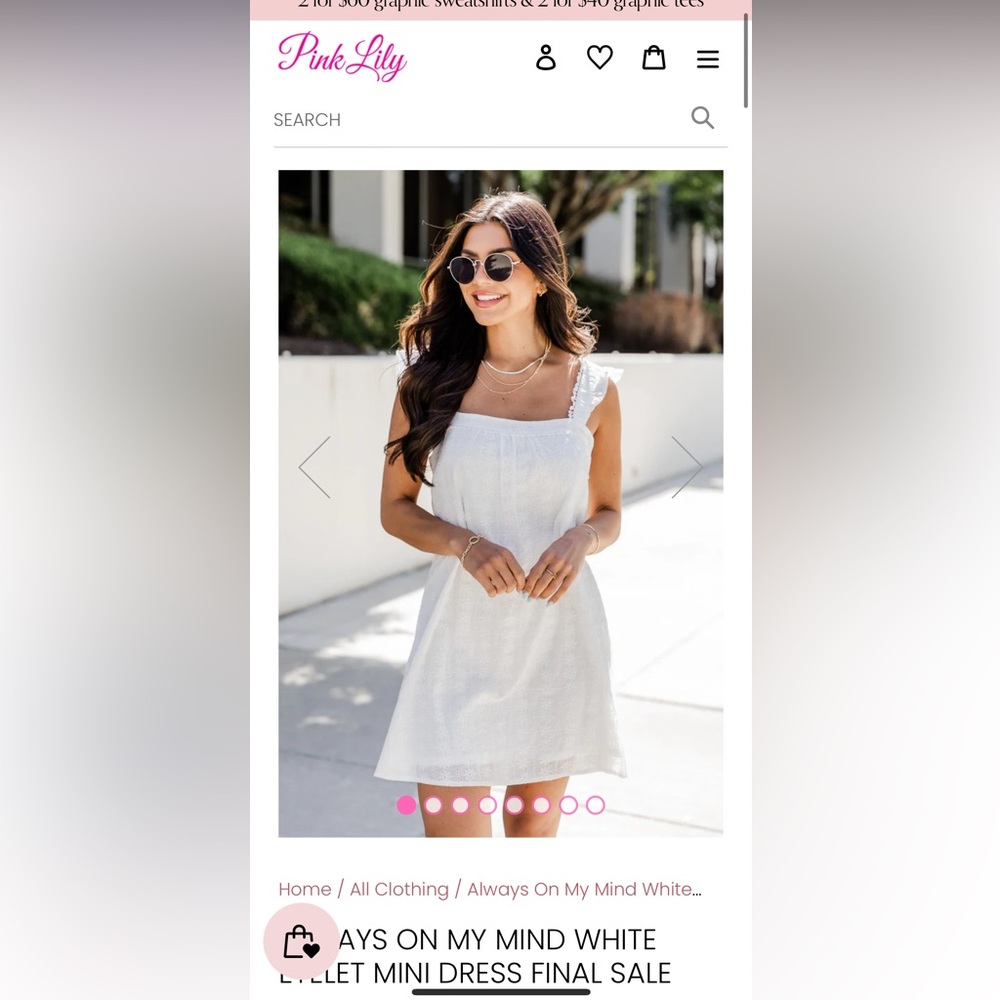 Pink Lily White Eyelet Mini Dress